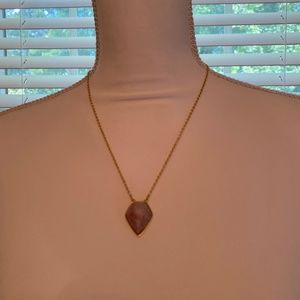 Rare PINK RHODONITE PENDANT gold plated necklace